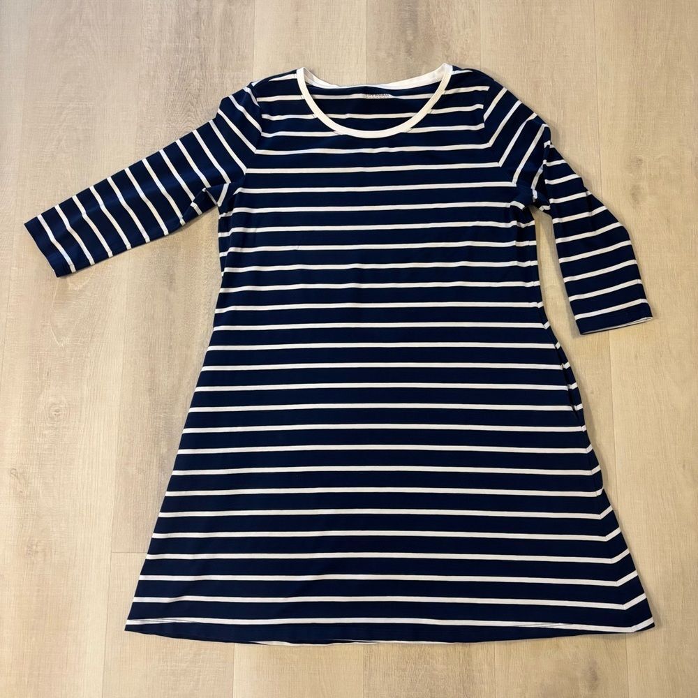 Cape Madras Navy and White Striped Dress Sz XL - Picture 4 of 5